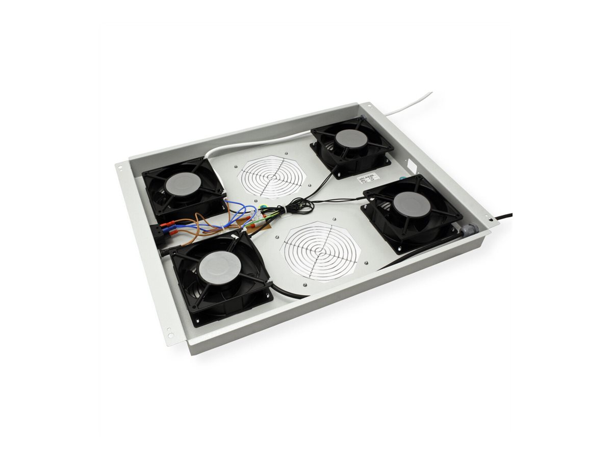 ROLINE 19 Zoll Dachlüftereinheit 4 Lüfte Thermostat grau, Ansicht 3