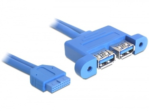 Delock 82941, 0,45 m, 2 x USB A, USB 3.2 Gen 1 (3.1 Gen 1), Weiblich/Weiblich, 5 Gbit/s, Blau