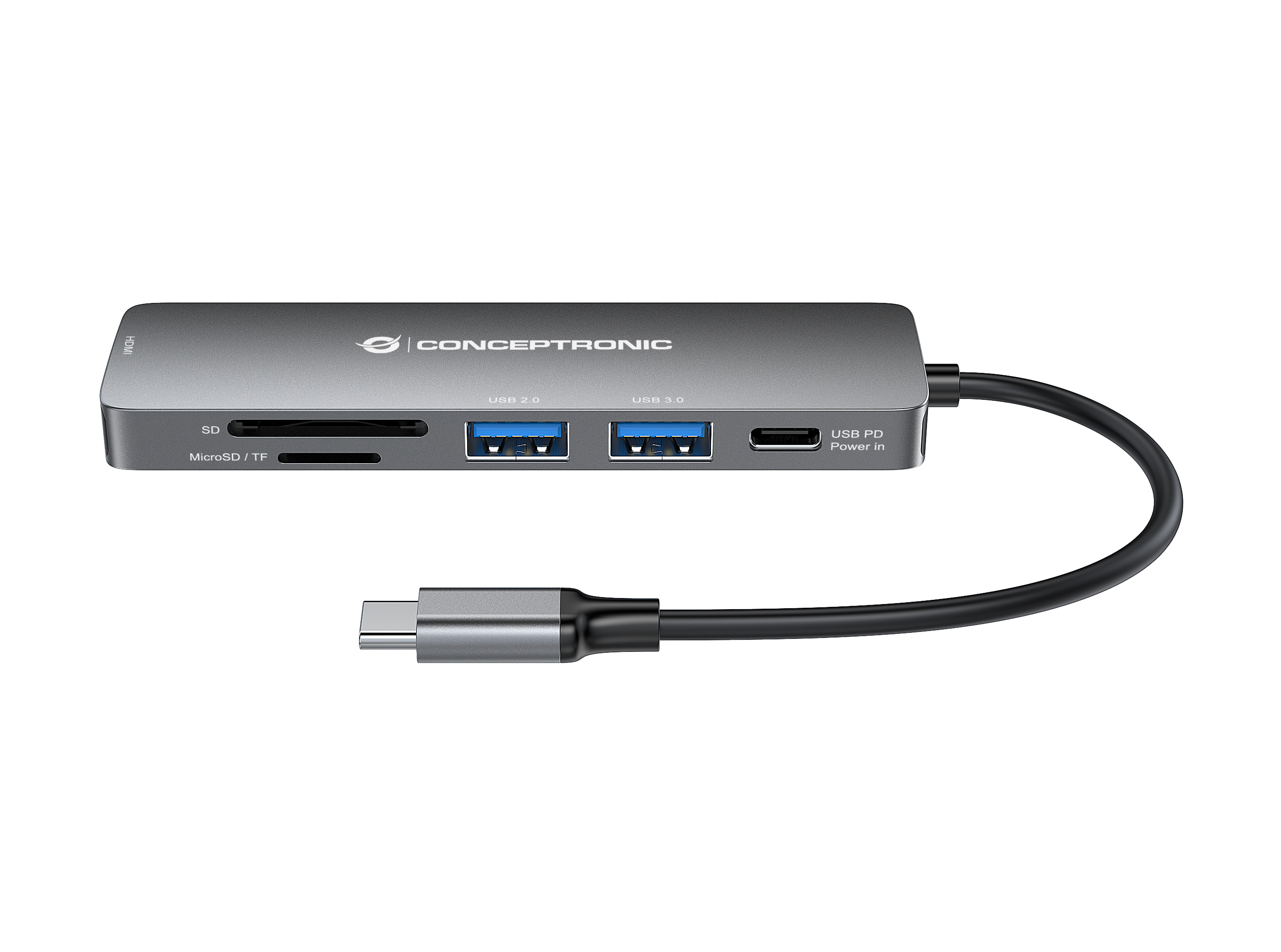 Conceptronic Dock USB-C->HDMI USB3.0/2.0 SD/TF 60WPD 0.12mgr, Ansicht 4