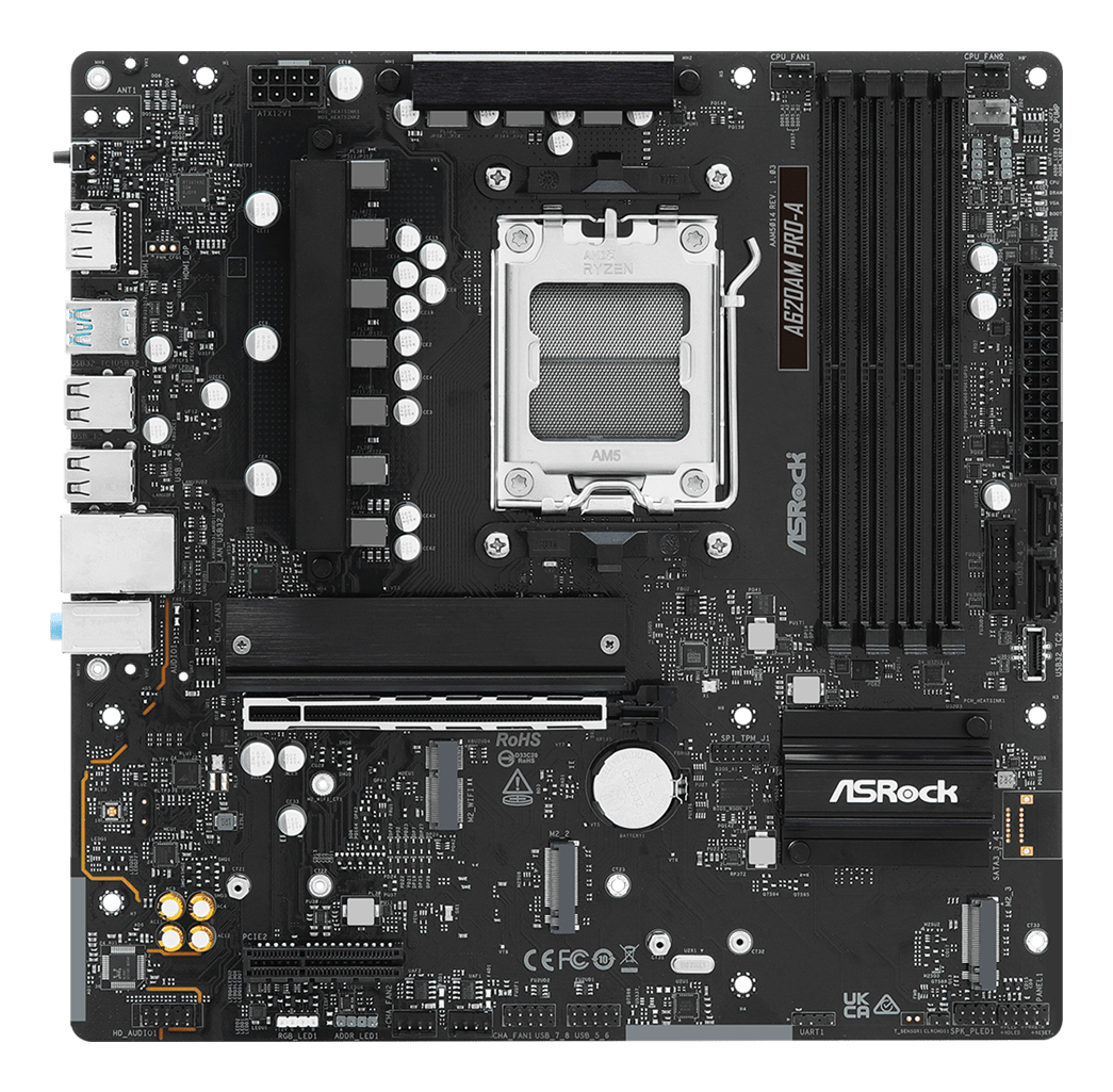 ASRock A620AM PRO-A - Motherboard - micro ATX - Socket AM5 - AMD A620A Chipsatz - 2.5 Gigabit LAN, Ansicht 2