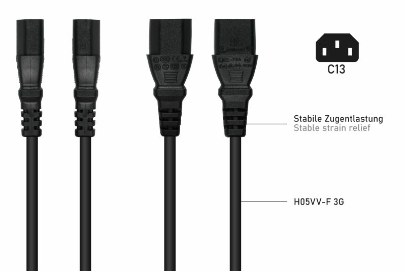 kabelmeister Y-Kaltgeräteverlängerung C20- 2xC13 schw. - Adapter - Strom/Netzteil, Ansicht 2
