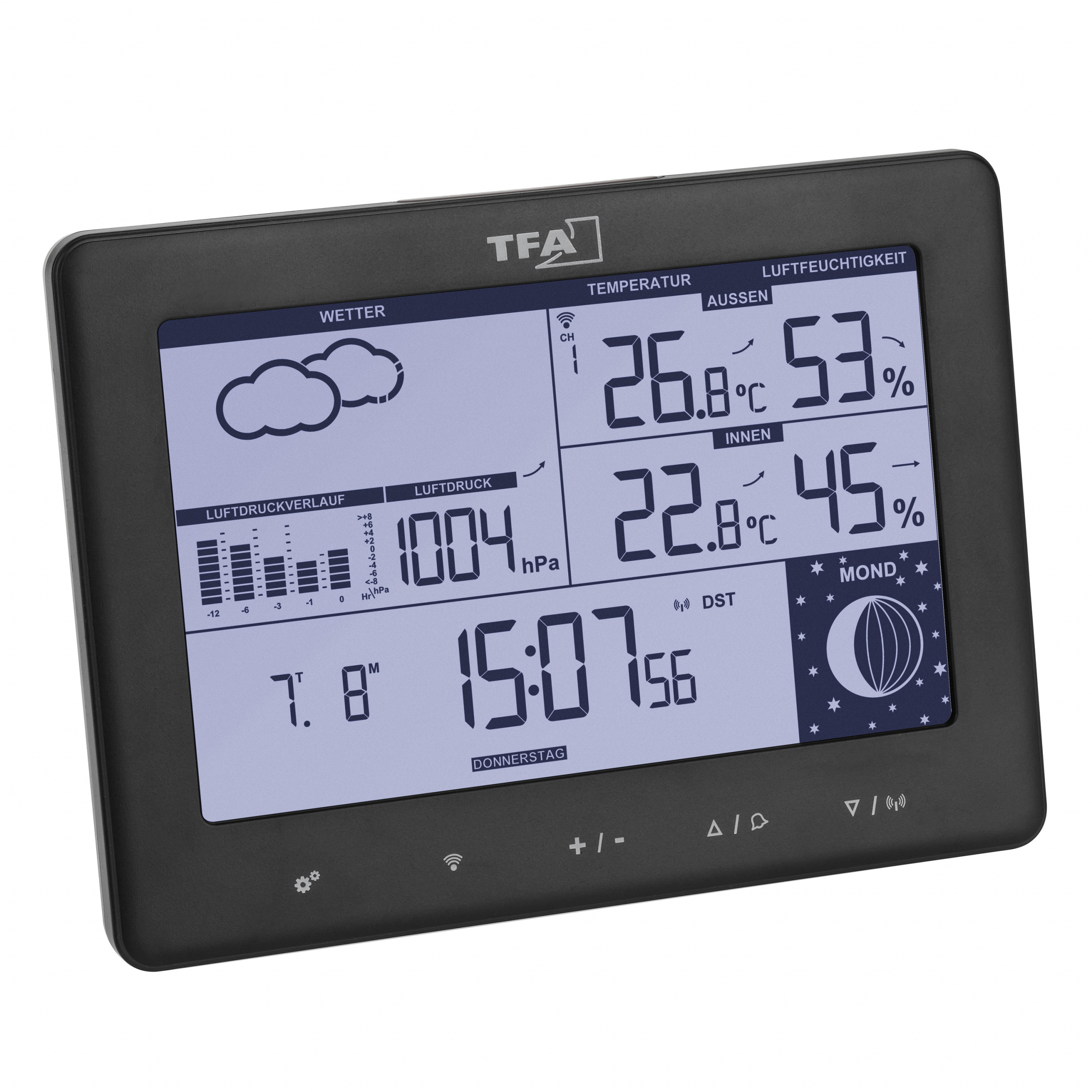 TFA Elements - Schwarz - Barometer - Hygrometer - Thermometer - Innen & Außen - Kunststoff -10 - 50 °C, Ansicht 2