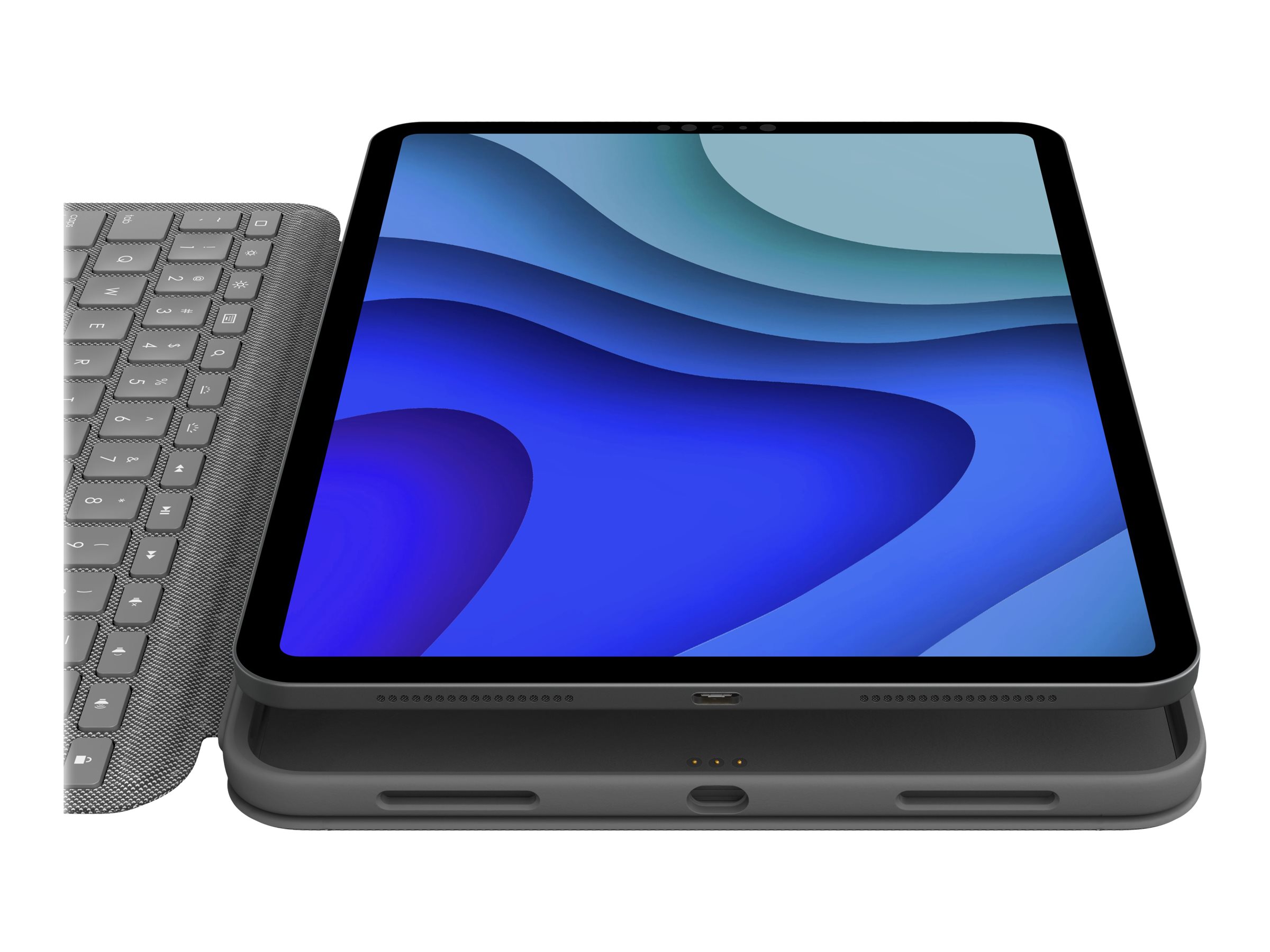 Logitech Folio Touch - Tastatur und Foliohülle - mit Trackpad - hinterleuchtet - Apple Smart connector - AZERTY - Französisch - Graphite - für Apple 11-inch iPad Pro (1. Generation 2. Generation)