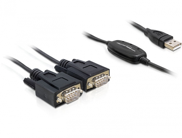 Delock 2x RS232/USB 2.0, Schwarz