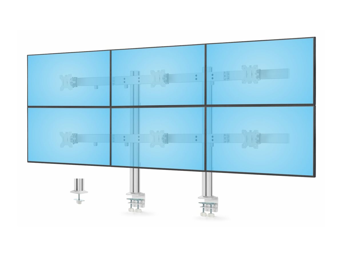 StarTech.com Six-Monitor Desk Mount w/ Crossbar, Up To 32" Screens/17.6lb - Befestigungskit - für 6 LCD-Displays - Säule, dual - Stahl, Kunststoff - weiß - Bildschirmgröße: 43.2-81.3 cm (17"-32")