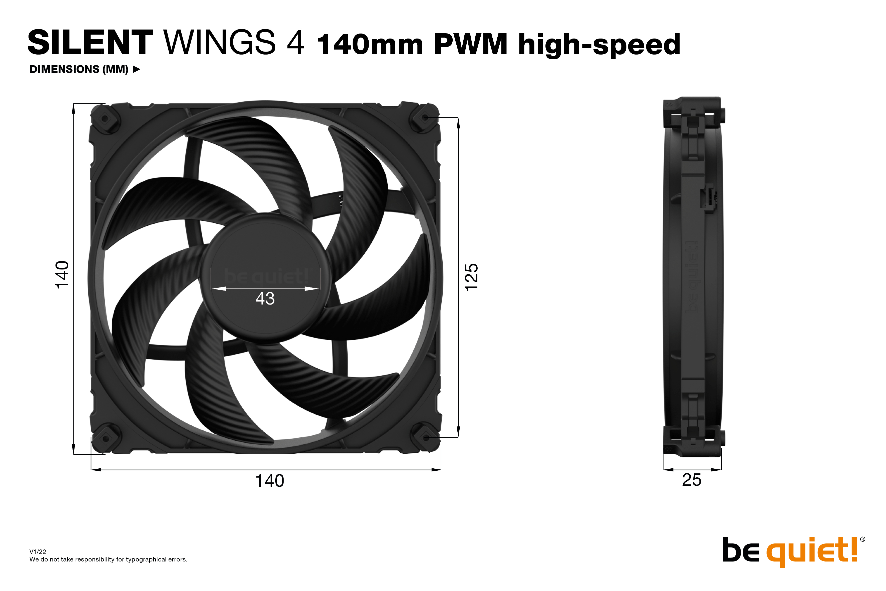 Be Quiet! Silent Wings 4 - Gehäuselüfter - PWM high-speed, Ansicht 2