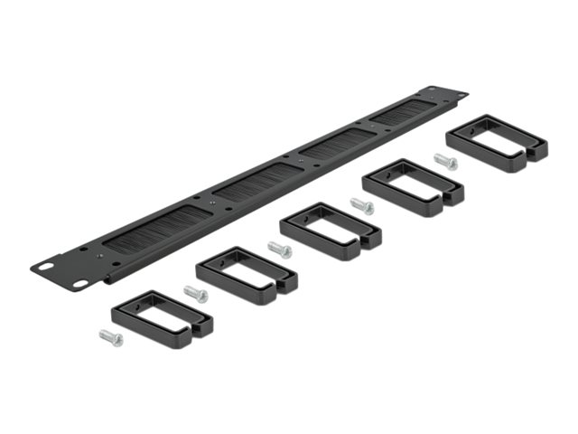 Delock Cable Management Brush Strip with 5 hooks - Kabelführungspanel mit Bürste - Schwarz - 1U - 48.3 cm (19)