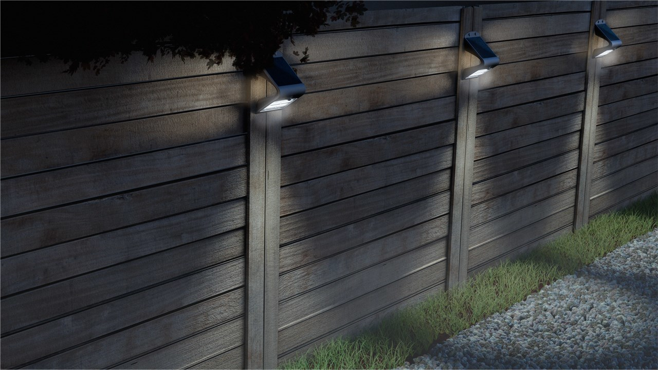 Goobay LED-Solar-Wandleuchte mit Bewegungsmelder - 1,5 W - schwarz - 220 lm - 4000 K - 80 Ra - IP65 - 1200 mAh Li-Ion, Ansicht 2
