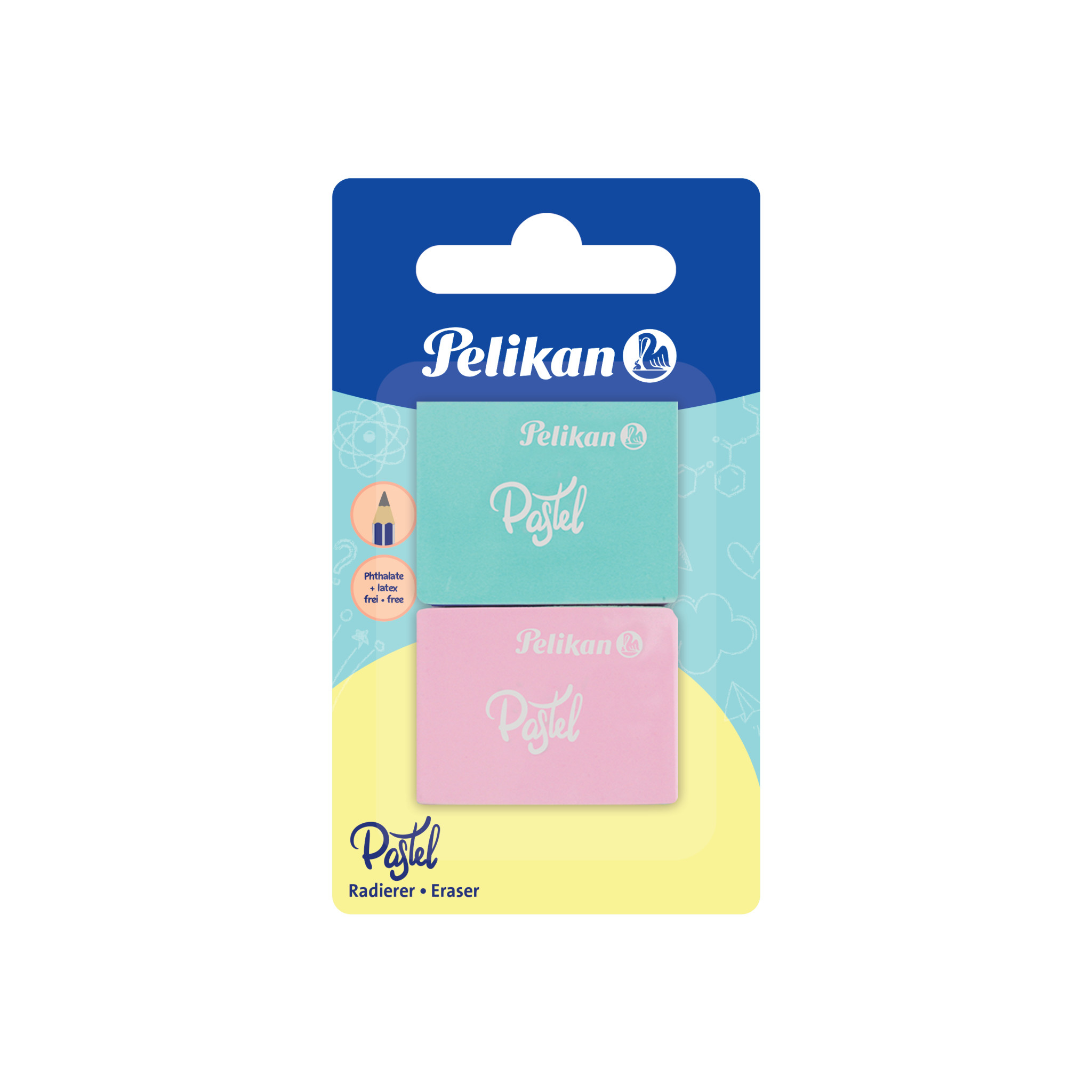 Pelikan 818100 - Gummi - Aqua-Farbe - Pink - Sichtverpackung - 2 Stück(e)