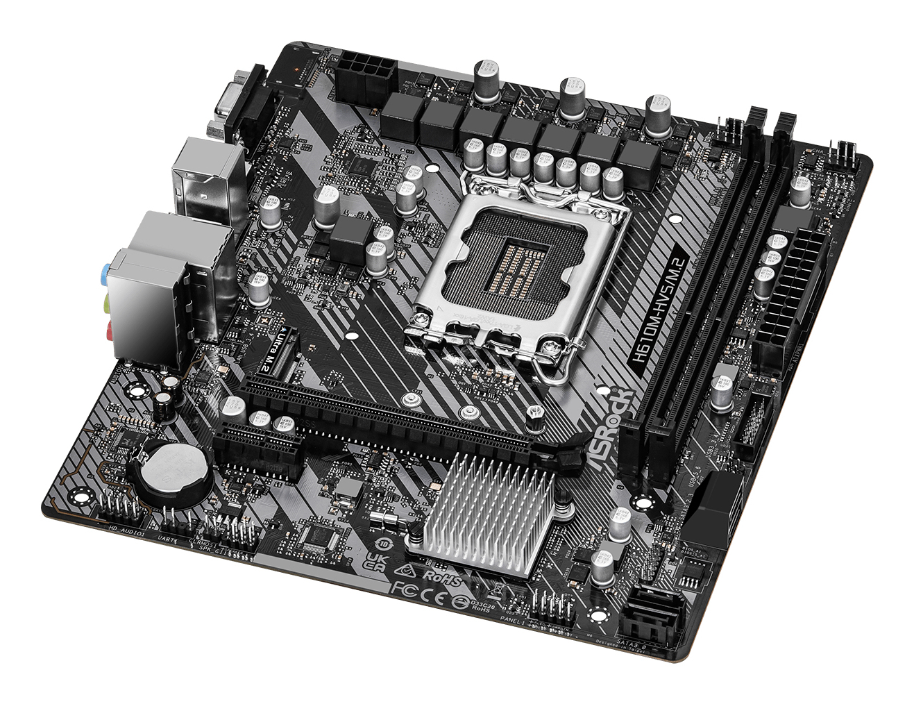 ASRock H610M-HVS/M.2 R2.0 - Motherboard - micro ATX - LGA1700-Sockel - H610 Chipsatz - USB 3.2 Gen 1 - Gigabit LAN, Ansicht 2