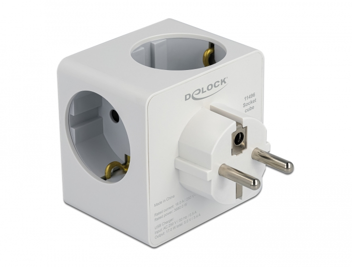Delock Netzteil - 16 A - 6 Ausgabeanschlussstellen (USB-C, 2 x 9-polige USB Typ A, 3 x Stecker CEE 7/3), Ansicht 2