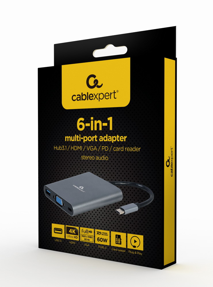 Gembird Cablexpert A-CM-COMBO6-01 - Dockingstation - USB-C 3.1, Ansicht 4