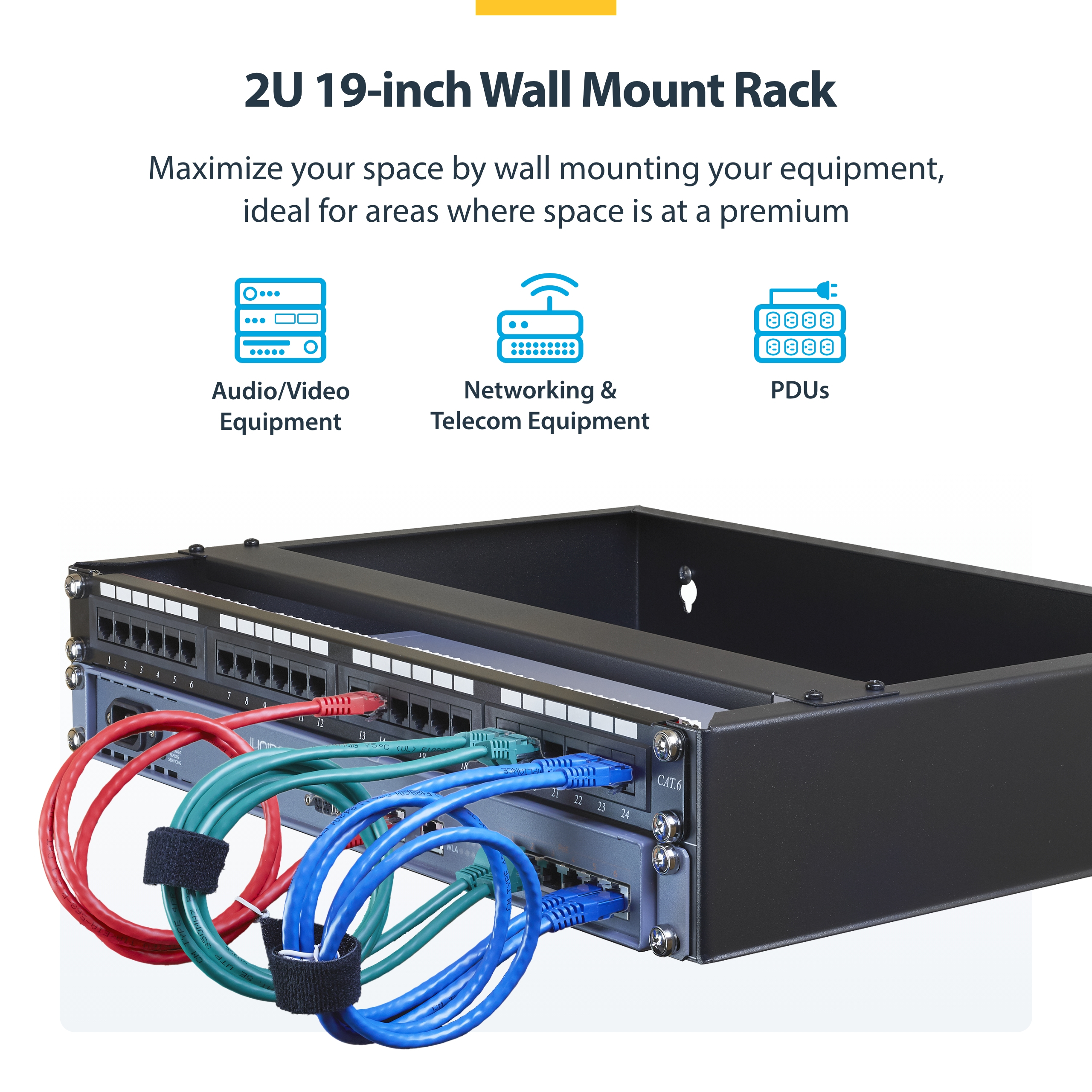 StarTech.com 2U Wall Mount Rack, 19 Wall Mount Network Rack, 14 inch Deep (Low Profile), Ansicht 2
