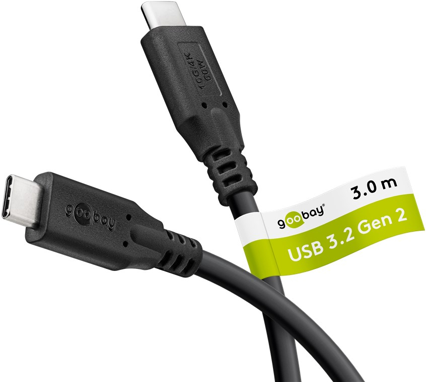 Goobay USB-C -Kabel USB 3.2 60 W 10 Gbit/s Power Delivery 3 m - -Stecker> - Kabel - Digital/Daten, Ansicht 3