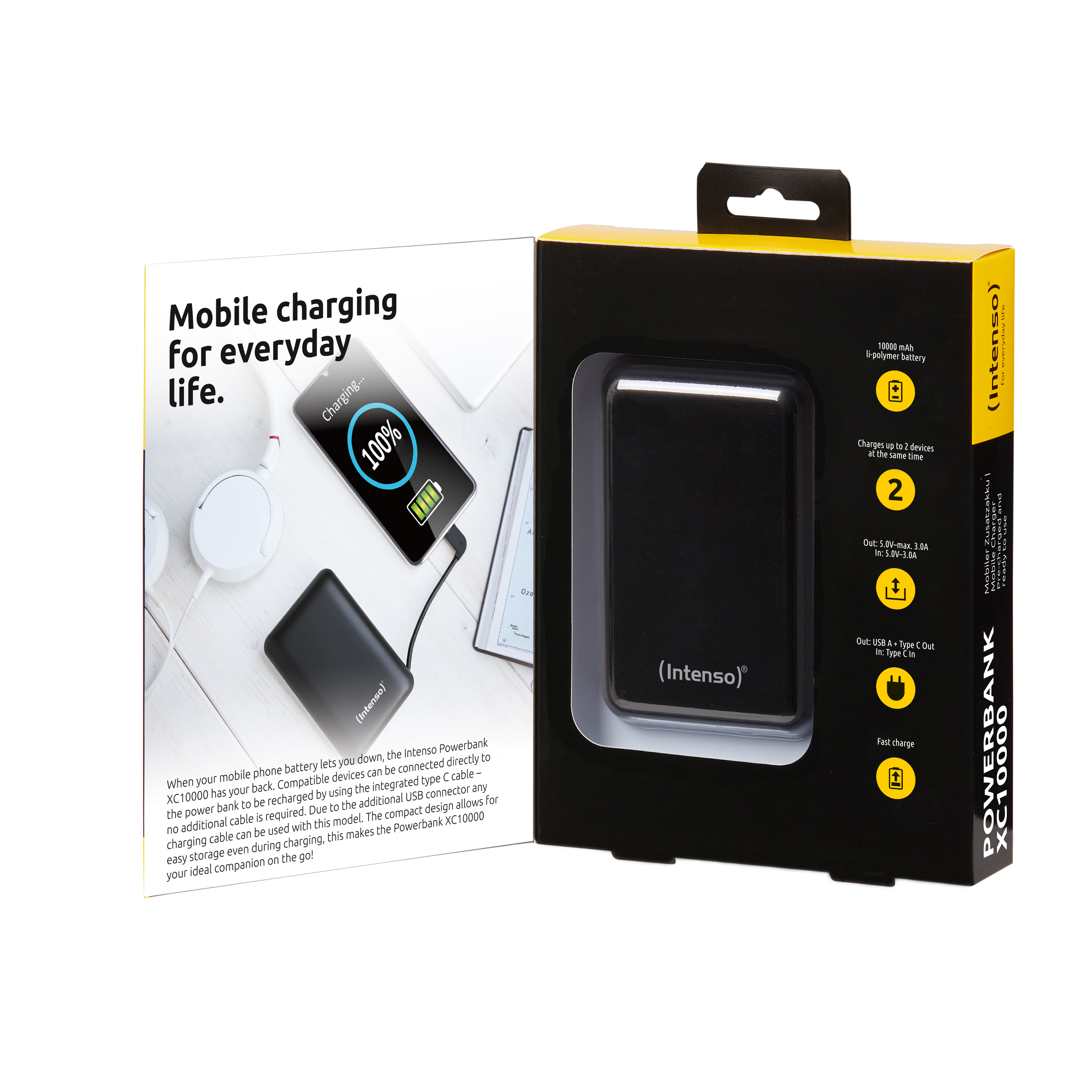 Intenso XC10000 - Powerbank - 10000 mAh - 3 A - 2 Ausgabeanschlussstellen (USB, USB-C), Ansicht 3