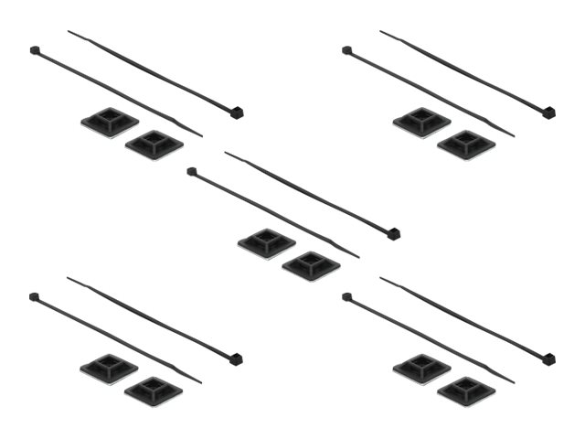 Delock Befestigungssockel 25 x 25 mm mit Kabelbinder L 300 x B 4,8 mm schwarz