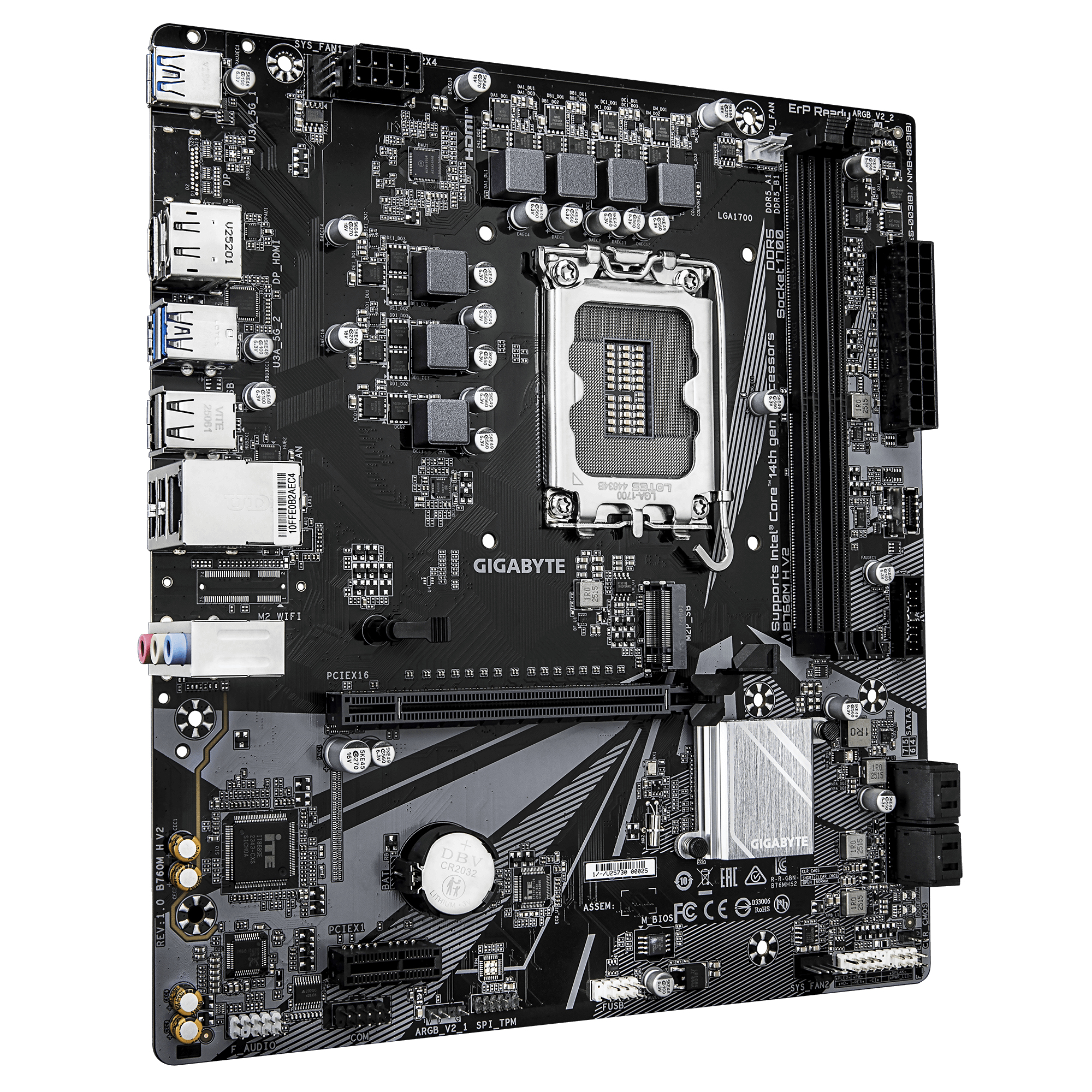 Gigabyte Mainboard GIGABYTE Intel B760 Express LGA1700 Micro-ATX Memory DDR5 Atminties lizdai 2 B760MHV21.0, Ansicht 3