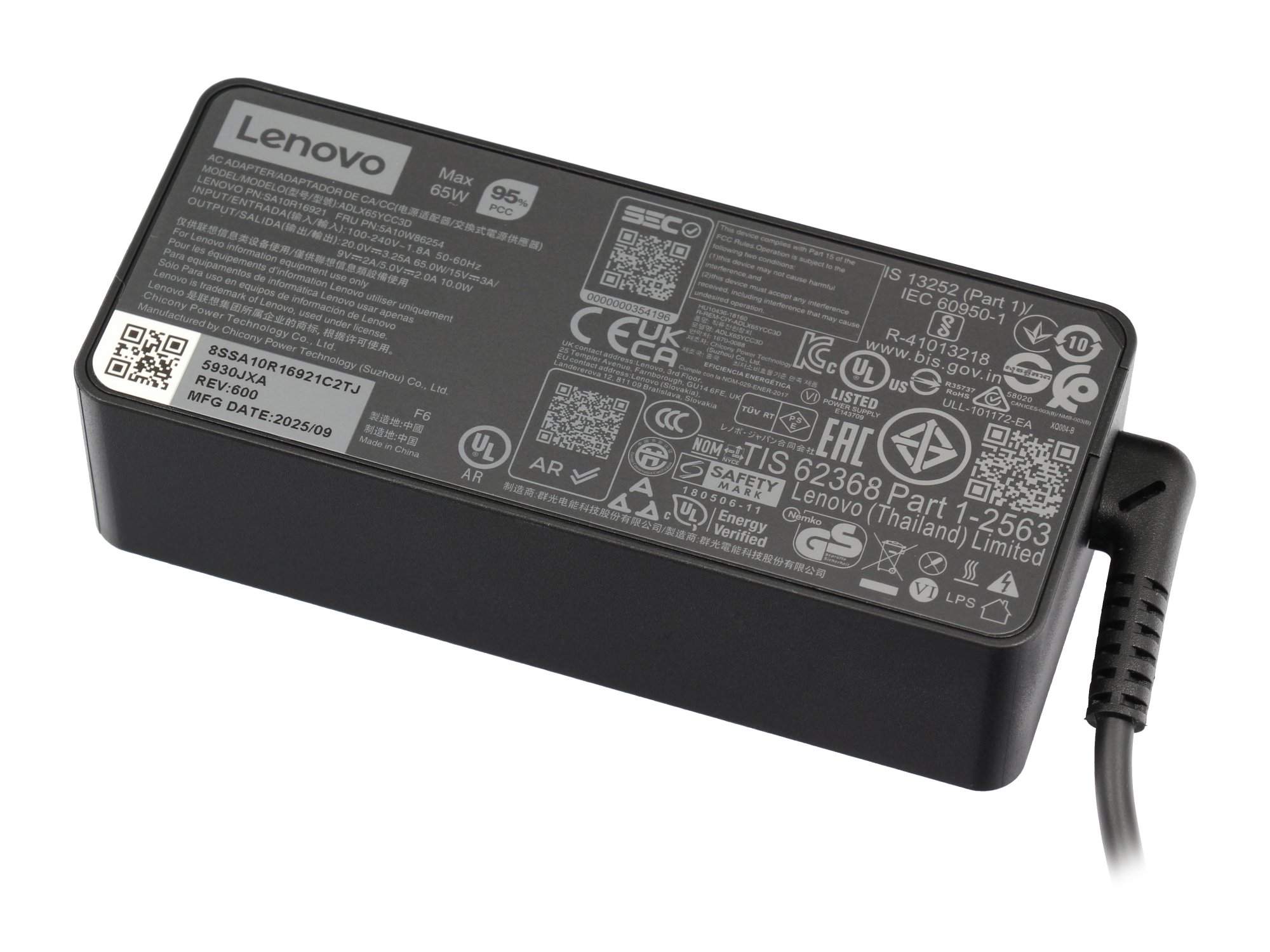 Lenovo Chicony - USB-C Netzteil - Wechselstrom 100-240 V, Ansicht 2