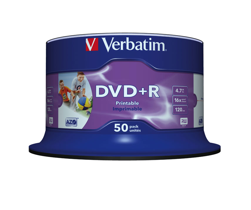 Verbatim 50 x DVD+R - 4.7 GB 16x - Bedruckbarer Innenring, in Fotoqualität bedruckbare Oberfläche