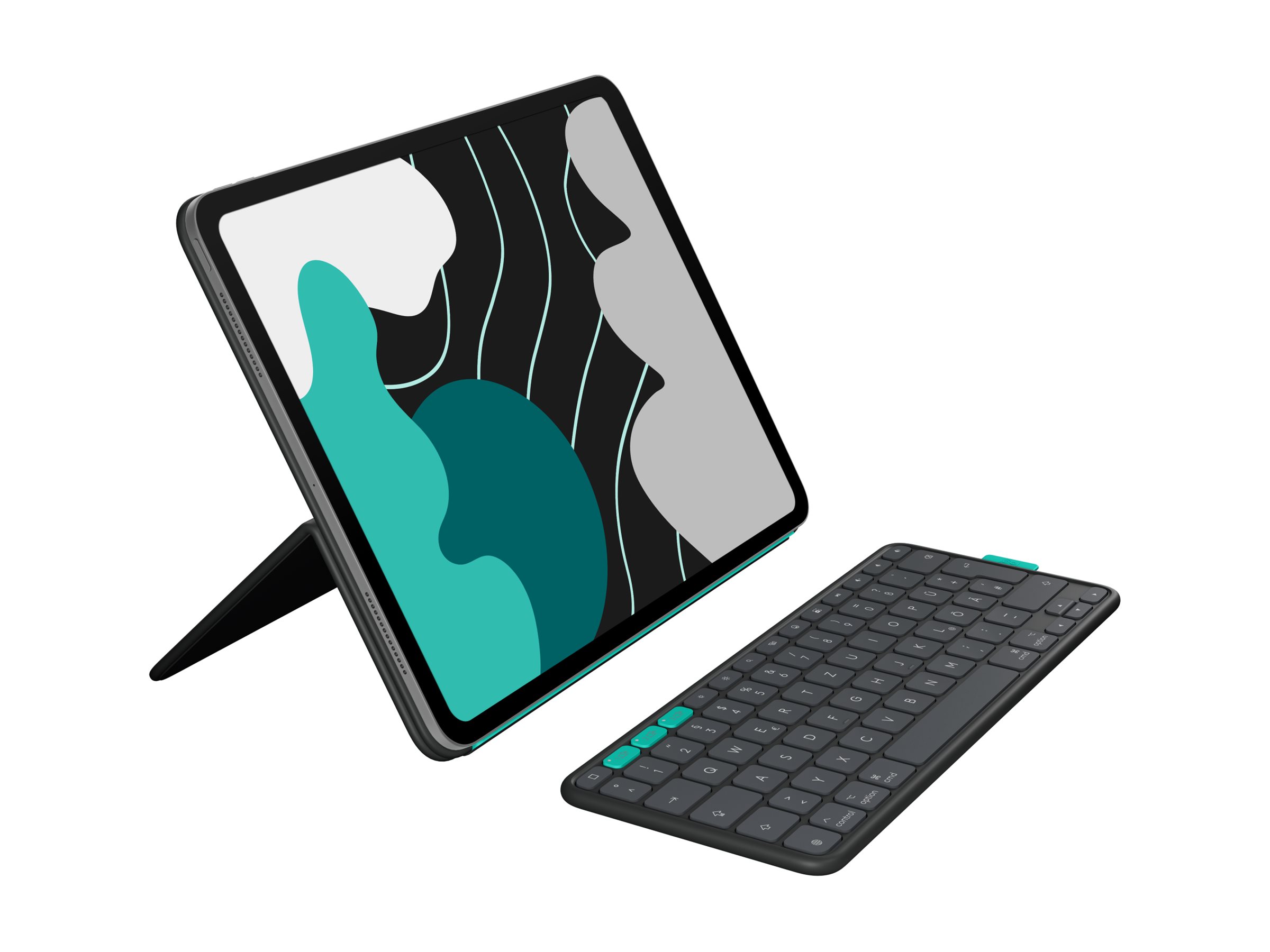Logitech Flip Folio - Tastatur und Foliohülle - full size - kabellos - Bluetooth 5.1 LE - Graphite - TL: Deutsch, QWERTZ, Ansicht 3