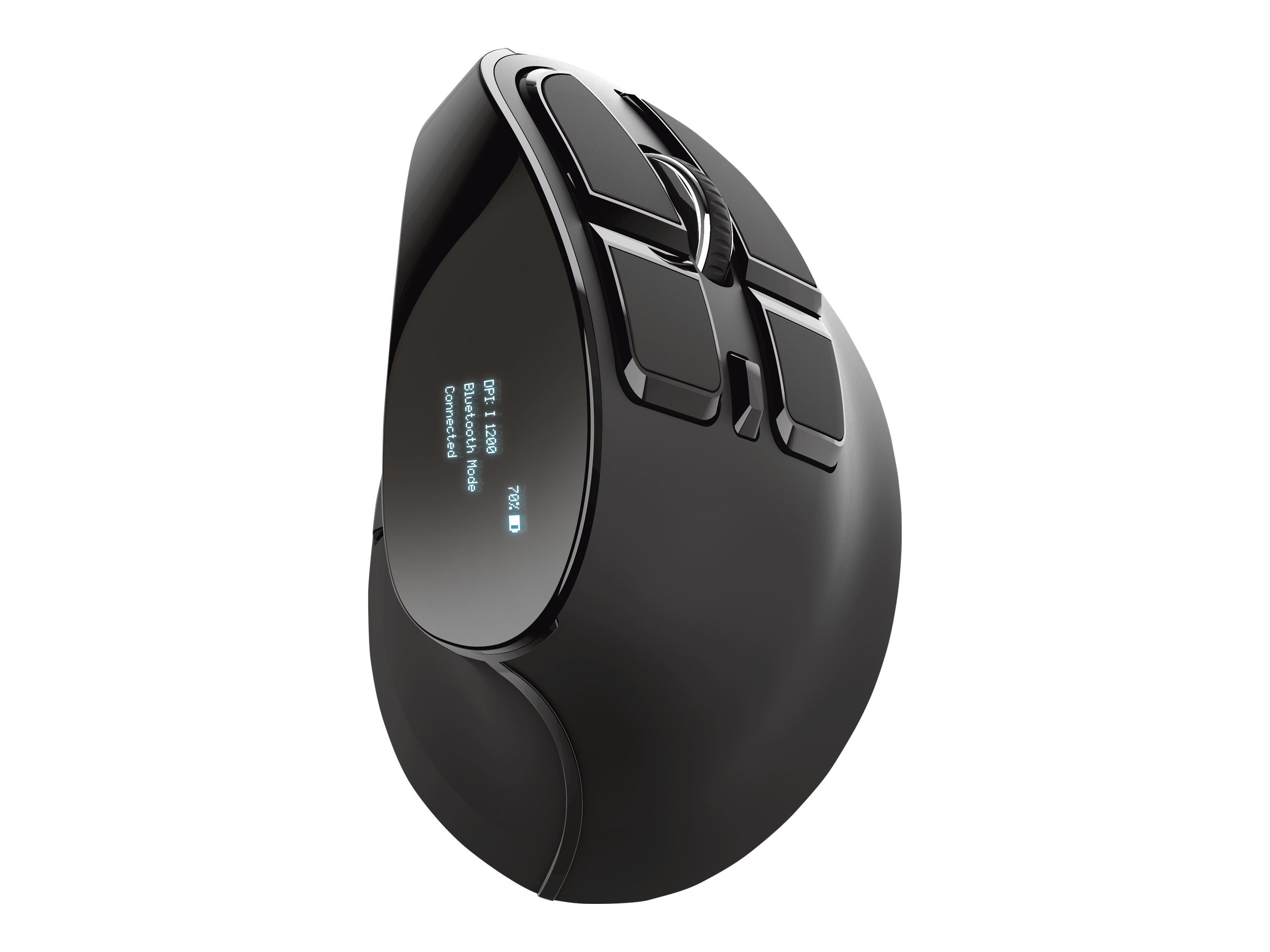 Trust Voxx - Vertikale Maus - ergonomisch - Für Rechtshänder - optisch - 9 Tasten - kabellos - Bluetooth 2.4 GHz - kabelloser Empfänger (USB)