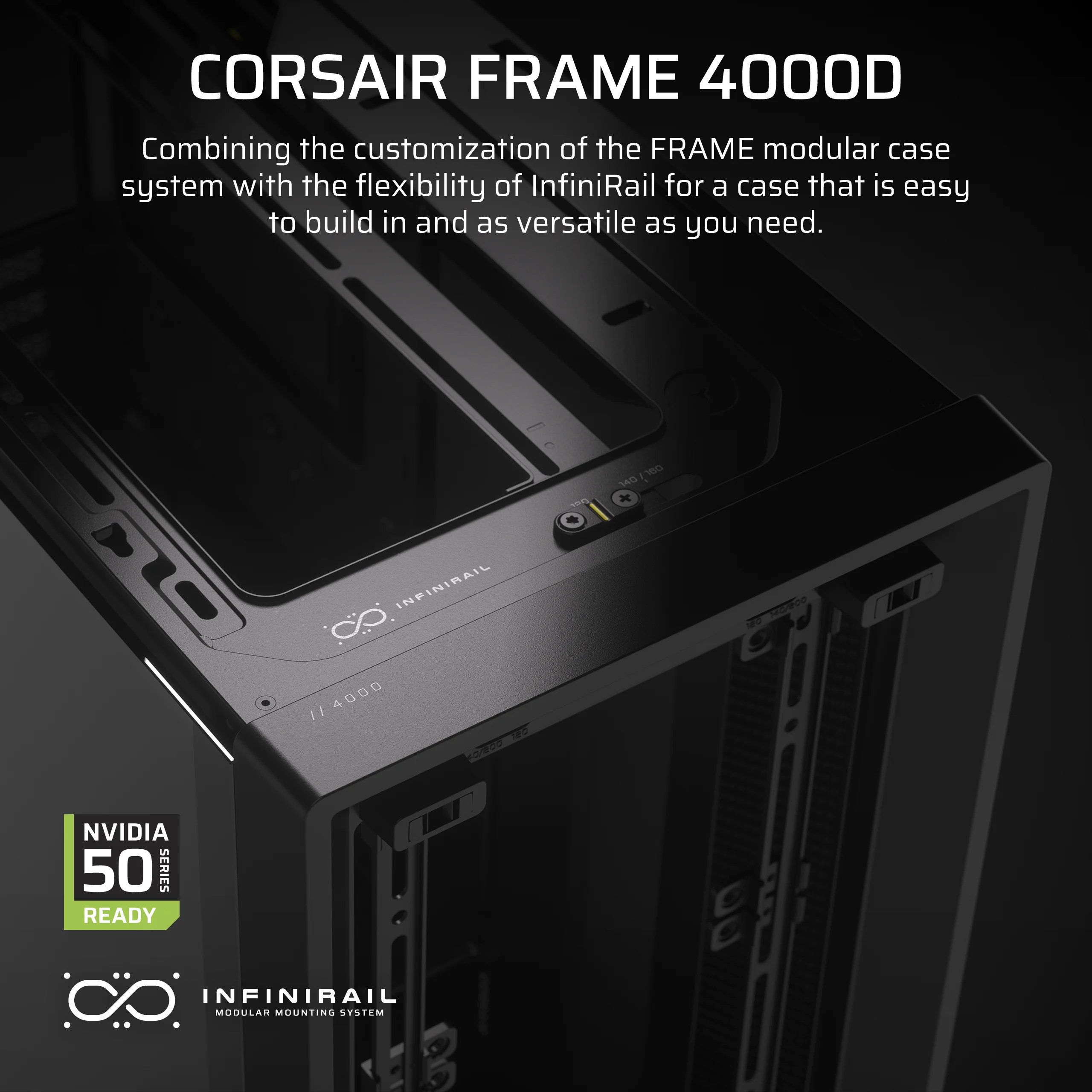 Corsair FRAME 4000D - Mid tower - E-ATX - Seitenteil mit Fenster (gehärtetes Glas), Ansicht 2