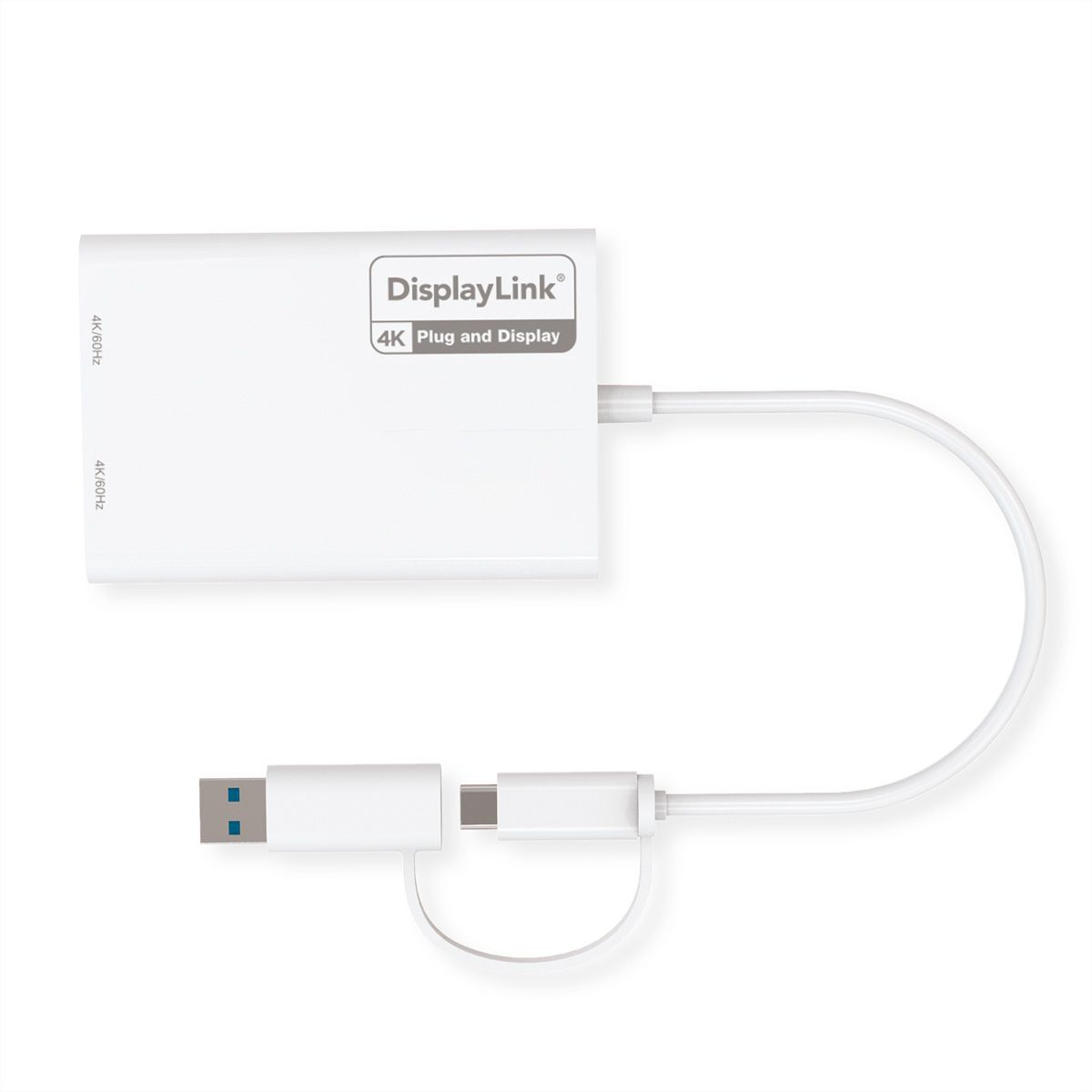 ROLINE Display Adapter USB Typ C A - Dual HDMI 4K60 ST/BU - Adapter - Digital/Daten, Ansicht 3