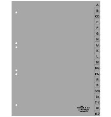 Durable 651010 - Alphabetischer Registerindex - Polypropylen (PP) - Grau - Porträt - A4 - 230 mm