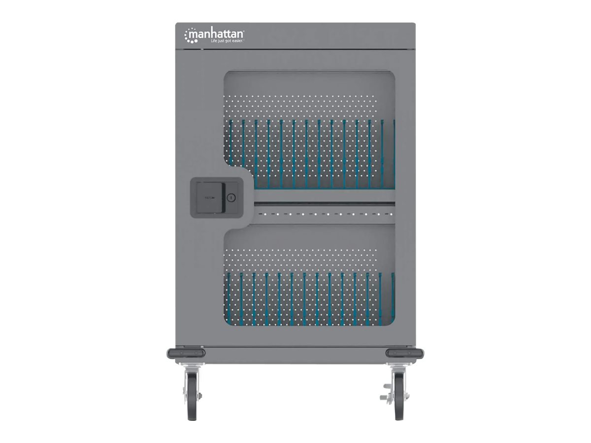 Manhattan Charging Cabinet/Cart via USB-C x32 Devices, Trolley, Power Delivery 18W per port (576W total)