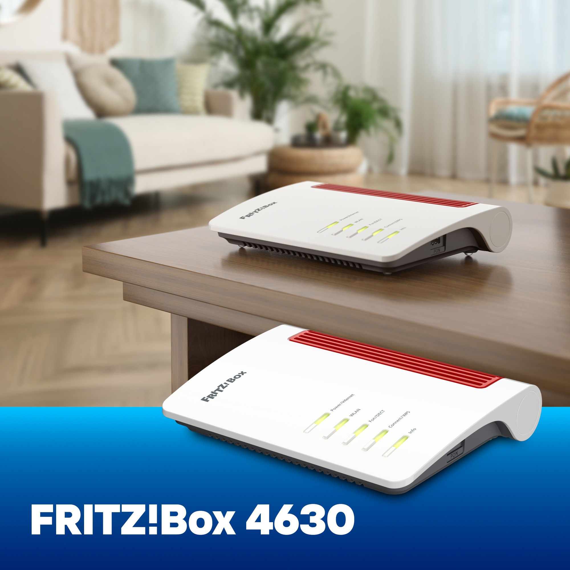 FRITZ! Box 4630 - Wi-Fi 7 (802.11be), Dual-Band (2,4 GHz/5 GHz), Ethernet/LAN, Weiß, Tabletop-Router, Ansicht 4