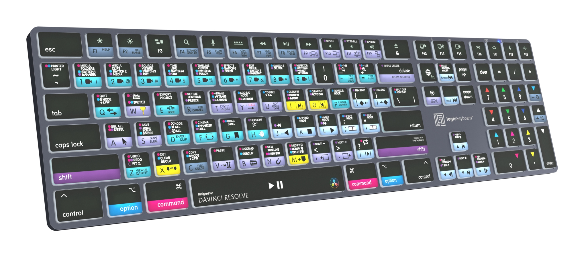 Logickeyboard Davinci Resolve 18 Titan LKB-RESB-TM-FR - TL: Französisch, AZERTY, Ansicht 4