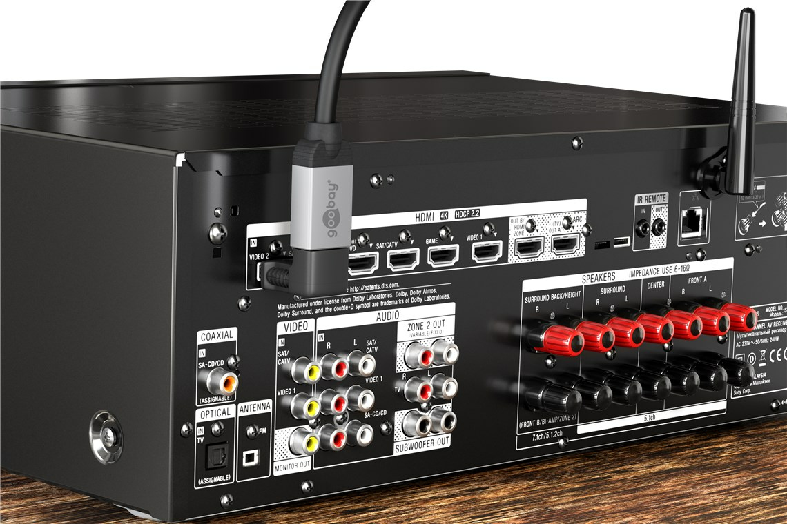 Goobay HDMI -Winkeladapter 90° vergoldet 8Ka60HZ - -Buchse Typ A> -Stecker, Ansicht 2