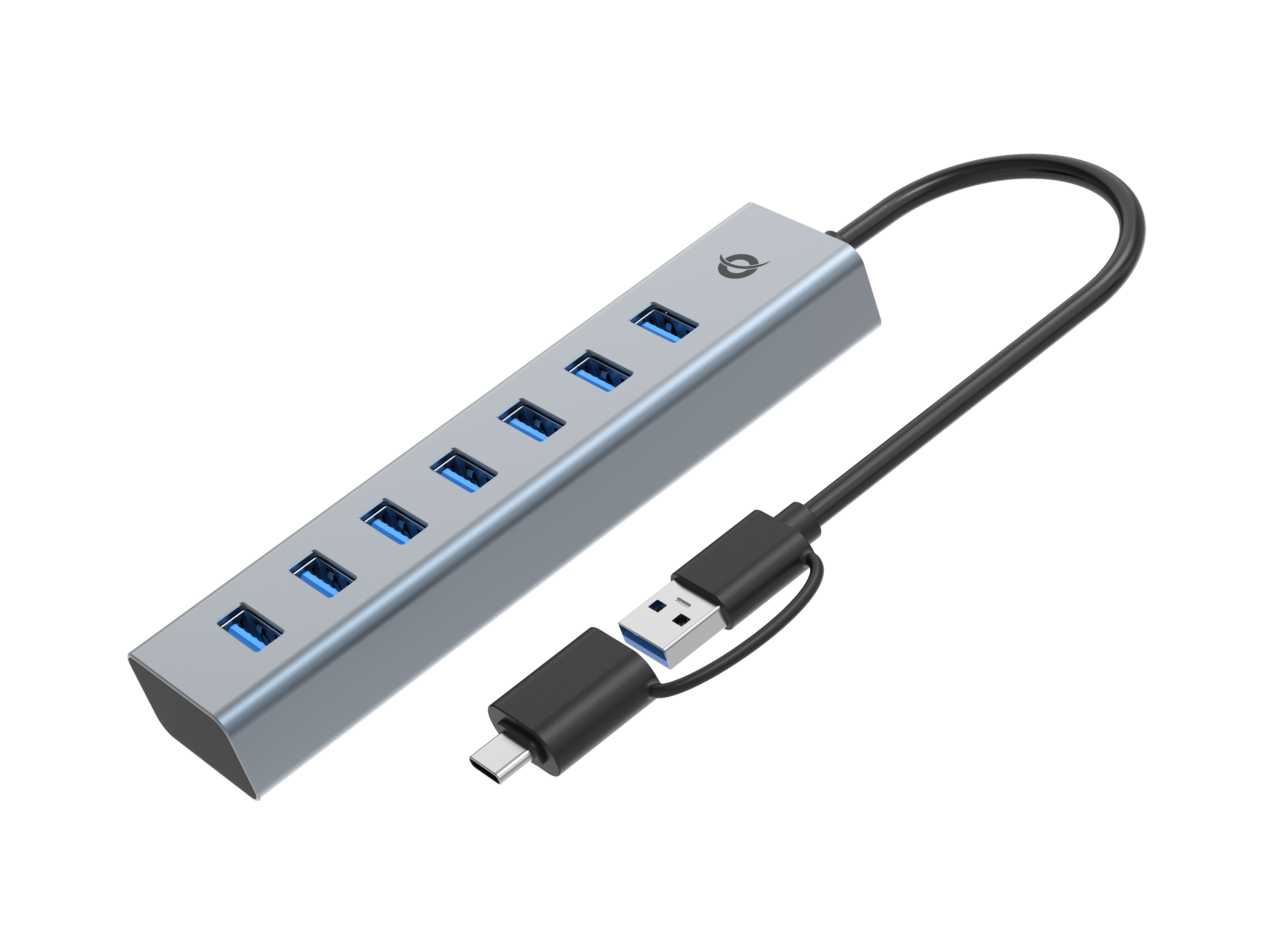 Conceptronic USB-Hub 7-Port 3.0 ->7x3.0+TypC 5Gbps m.Nz gr, Ansicht 2