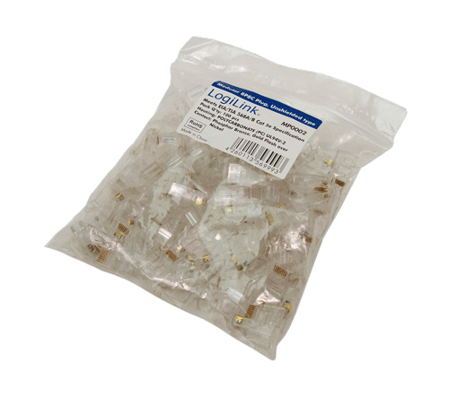 LogiLink Netzwerkanschluss - RJ-45 (M) - ungeschirmt - CAT 5e (Packung mit 100), Ansicht 2