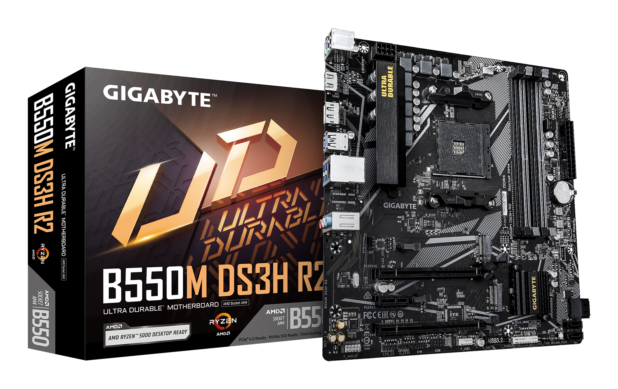Gigabyte B550M DS3H R2 - Motherboard - micro ATX - Socket AM4 - AMD B550 Chipsatz - USB 3.2 Gen 1 - Onboard-Grafik, Ansicht 4