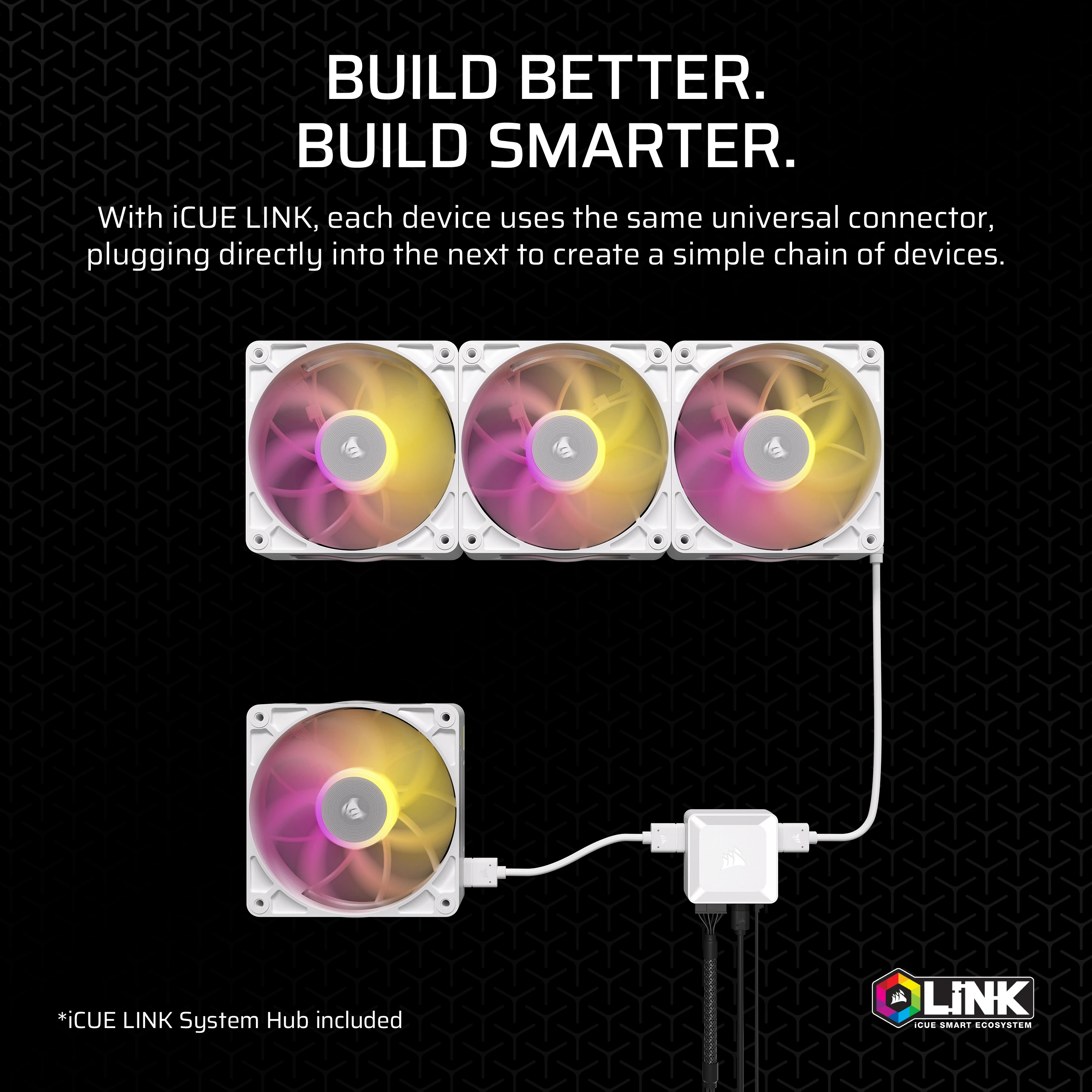 Corsair iCUE Link RX140 MAX RGB Starter Kit - Gehäuselüfter - 140 mm - weiß (Packung mit 2), Ansicht 2