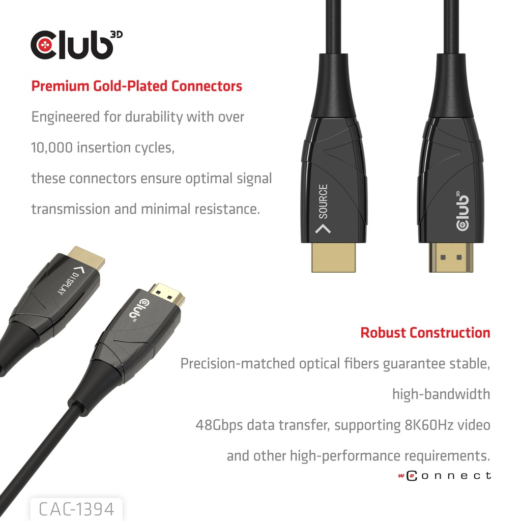 Club 3D HDMI 2.1 Hybrid Aoc Cable 8K60Hz/4K120Hz 328.08ft - Kabel - Kabel - Digital/Daten, Ansicht 4