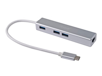 Equip USB-Hub USB-C St -  3x USB 3.0 Bu+ Gigabit 0.15cm sw