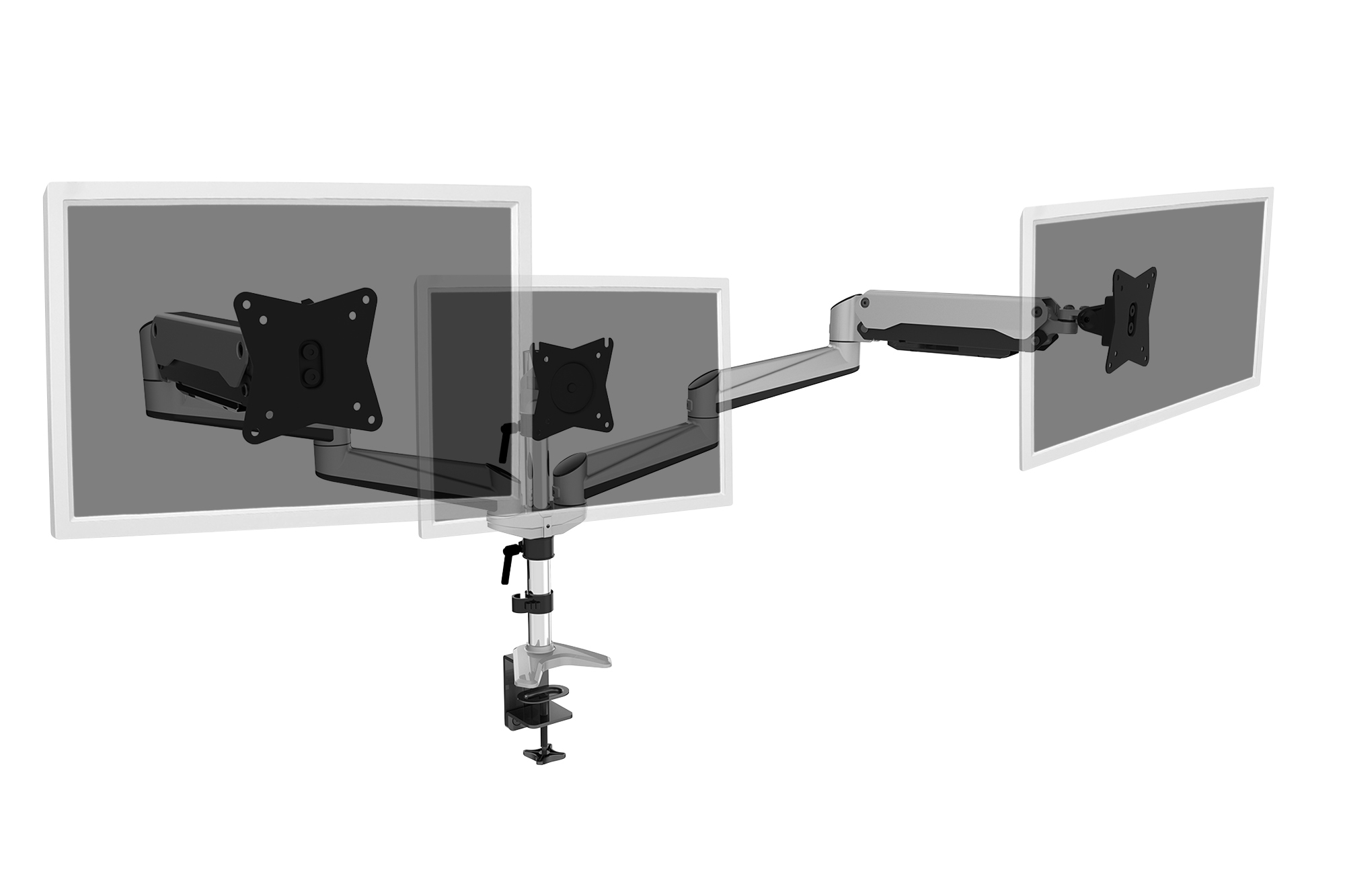 DIGITUS Universal Triple Monitor - mit Gasdruckfeder und Klemmbefestigung, Ansicht 2