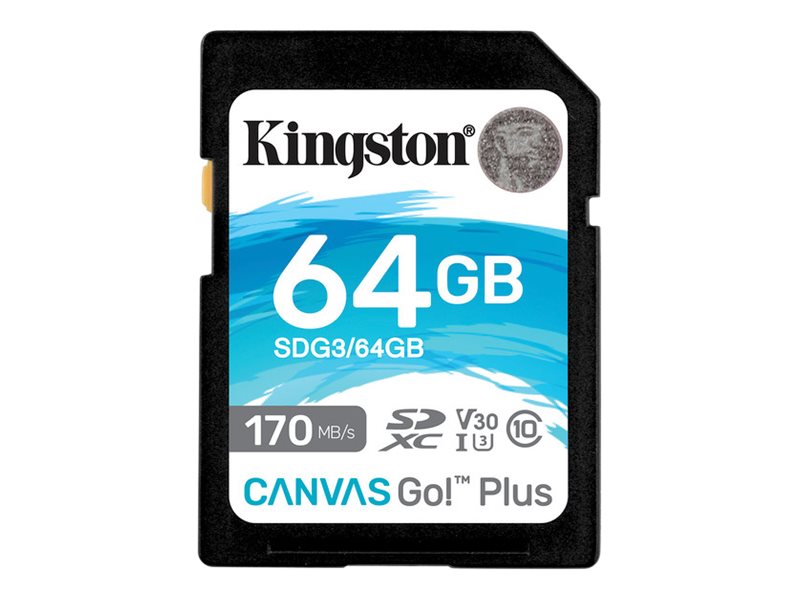 Kingston Canvas Go! Plus - Flash-Speicherkarte - 64 GB - Video Class V30 / UHS-I U3 / Class10 - SDXC UHS-I