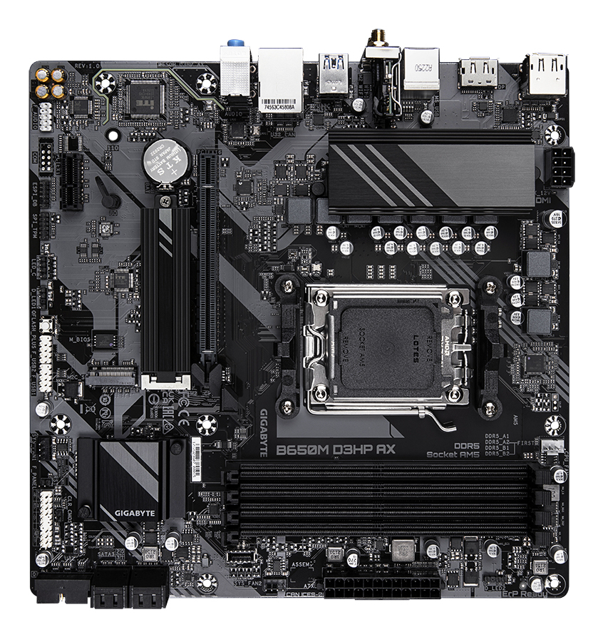 Gigabyte B650M D3HP AX - 1.0 - Motherboard - micro ATX - Socket AM5 - AMD B650 Chipsatz - USB 3.2 Gen 1, Ansicht 4