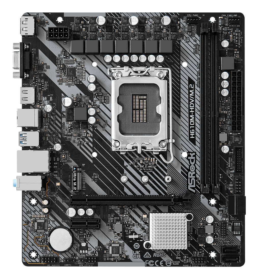 ASRock H610M-HDV/M.2 - 2.0 - Motherboard - micro ATX - LGA1700-Sockel - H610 Chipsatz, Ansicht 3