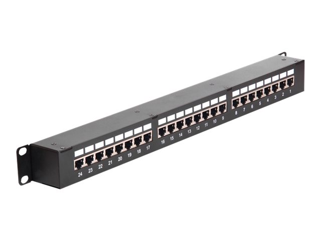 Delock Patch-Panel mit Kopplern - RJ-45 X 24 - Schwarz - 1U - 48.3 cm 19" (43295)