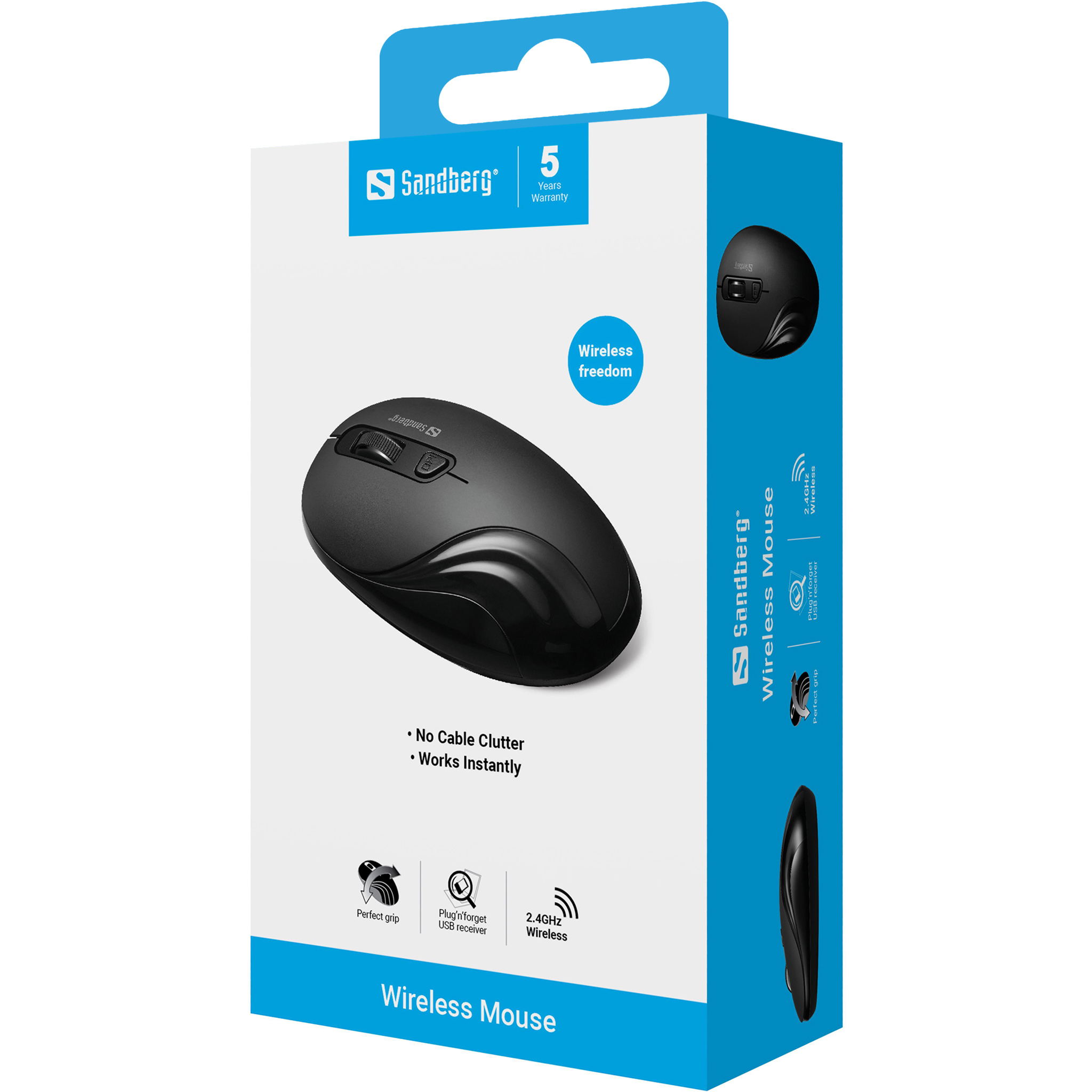 SANDBERG Maus - optisch - 4 Tasten - kabellos - 2.4 GHz - kabelloser Empfänger (USB), Ansicht 2