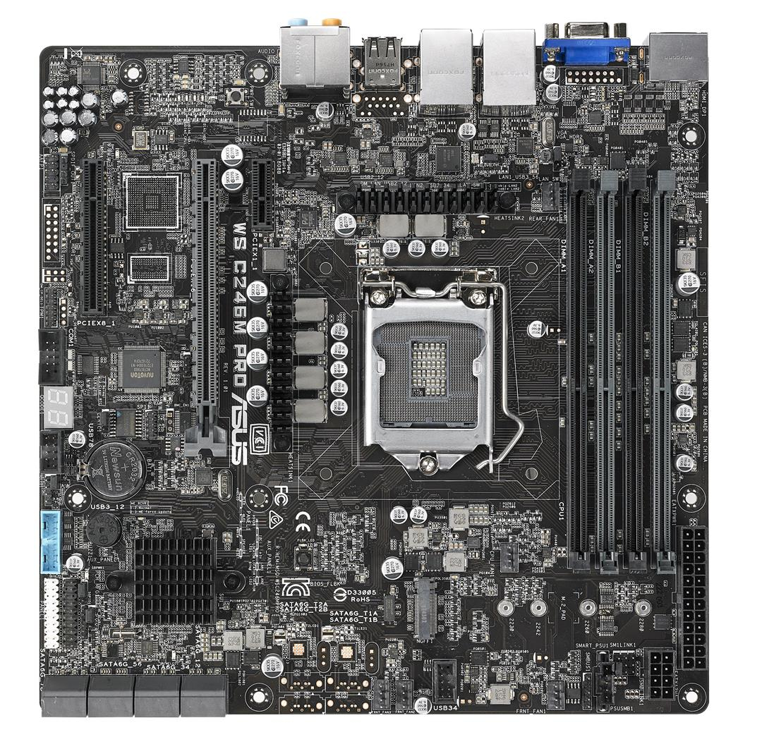 ASUS WS C246M PRO, Intel, LGA 1151 (Socket H4), Intel® Celeron®, Intel® Core™ i3, Intel® Core™ i5, Intel® Core™ i7, Intel® Pentium®, Intel® Xeon®, LGA 1151 (Socket H4), DDR4-SDRAM, 64 GB