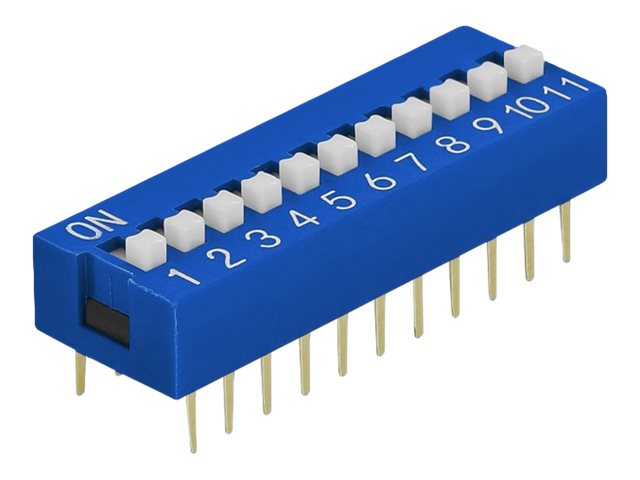 Delock DIP sliding switch 11-digit 2.54 mm pitch THT vertical - DIP-Schalter - Blau (Packung mit 10)