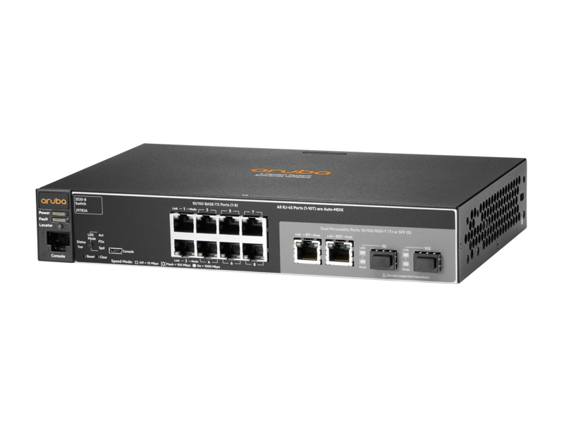 HPE Aruba 2530-8 - Switch - managed - 8 x 10/100 + 2 x Kombi-Gigabit-SFP
