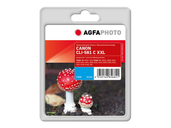 AgfaPhoto 11.7 ml - Größe XXL - Cyan - kompatibel - wiederaufbereitet - Tintenpatrone (Alternative zu: Canon CLI-581CXXL)
