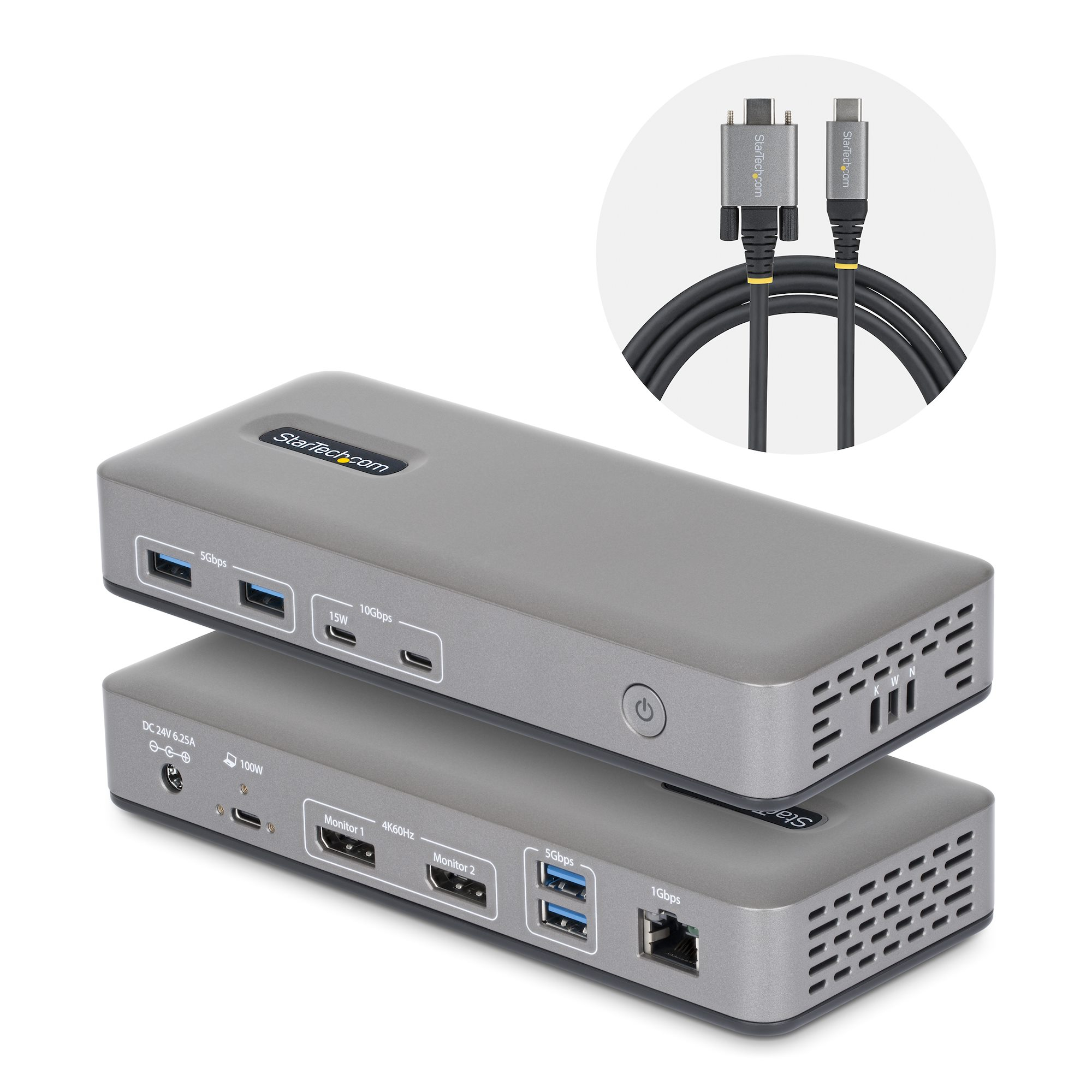 StarTech.com USB-C Dock 2x DP 4K60 1GbE 100W PD, Ansicht 2