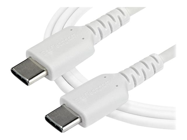 StarTech.com StarTech 1m USB-C Ladekabel - Langlebiges USB 2.0 Typ C zu USB C Datenübertragungs-/Schnellladekabel - TPE Mantel Aramidfaser M/M 60W Weiß - Samsung S10 S20 iPad Pro MS Surface (RUSB2AC1MW)
